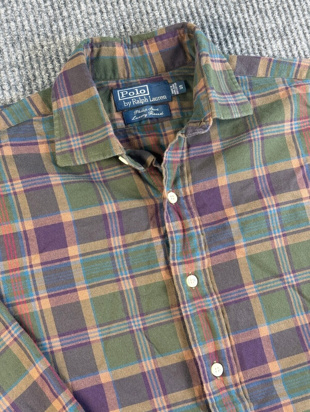 Polo Ralph Lauren Phillip Sport Luxury Flannel Mens S Long Sleeve Green Navy